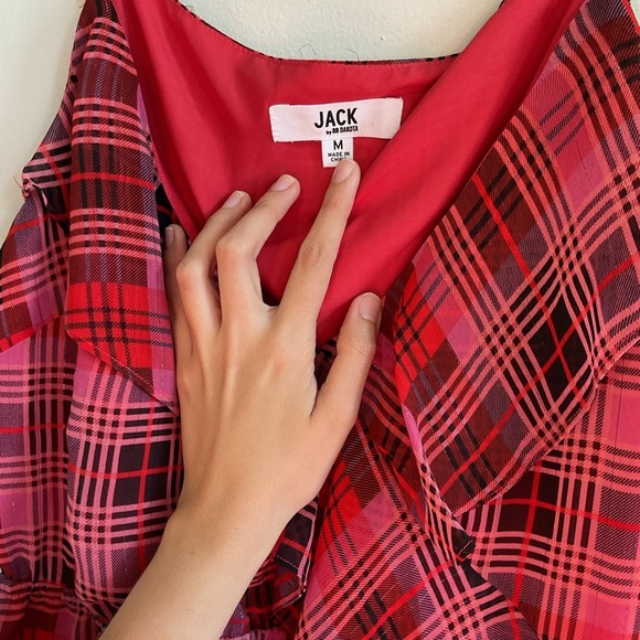 Y2K Style BB Dakota Red‎ Ruffle Stripe blouse - Size Medium - Picture 2 of 4